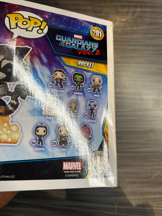 Funko POP! Marvel: Guardians of The Galaxy Vol.2 - Rocket (Signed/Sean Gunn/JSA)(Damaged Box) #201
