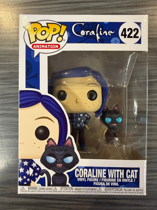 Funko POP! Animation: Coraline - Coraline w/ Cat Buddy (Damaged Box) #422