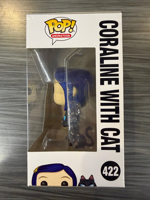 Funko POP! Animation: Coraline - Coraline w/ Cat Buddy (Damaged Box) #422