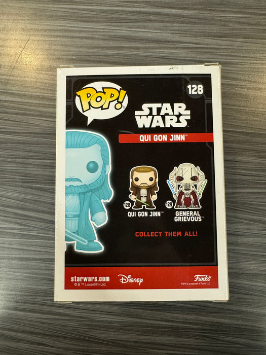 Funko POP! Star Wars: Qui Gon Jinn (GITD)(2017 Galactic Convention)(Damaged Box) #128