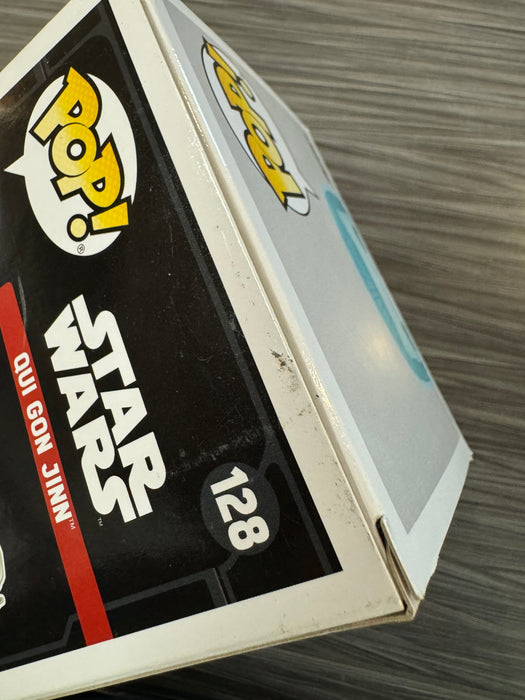 Funko POP! Star Wars: Qui Gon Jinn (GITD)(2017 Galactic Convention)(Damaged Box) #128