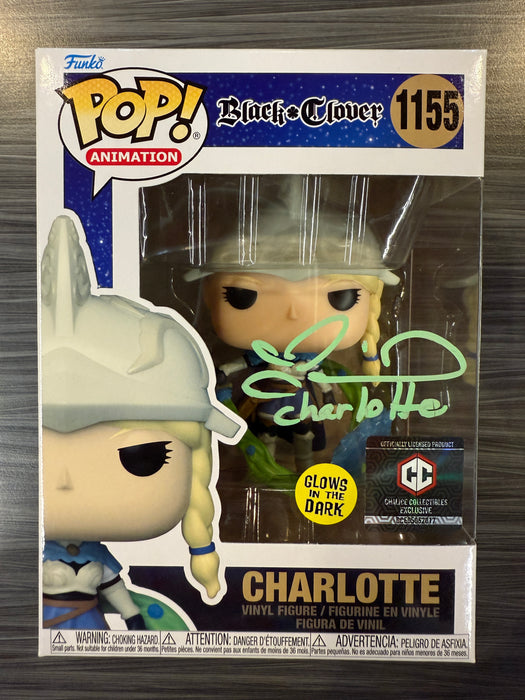 Funko POP! Animation: Black Clover - Charlotte (GiTD)(Chalice Exclusive)(Signed/Colleen Clinkenbeard/PSA)(Damaged Box) #1155