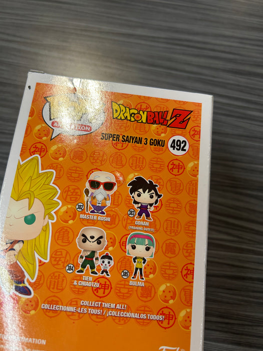Funko POP! Animation: Dragon Ball Z - Super Saiyan 3 Goku (GiTD)(GameStop)(Damaged Box*)  #492