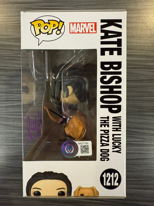 Funko POP! Marvel: Hawkeye - Kate Bishop with Lucky The Pizza Dog (Signed/Hailee Steinfeld/Beckett) #1212