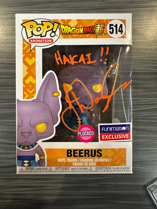 Funko POP! Animation: Dragon Ball Z - Beerus (Flocked)(Funimation)(Signed/Jason Douglas/JSA) #514