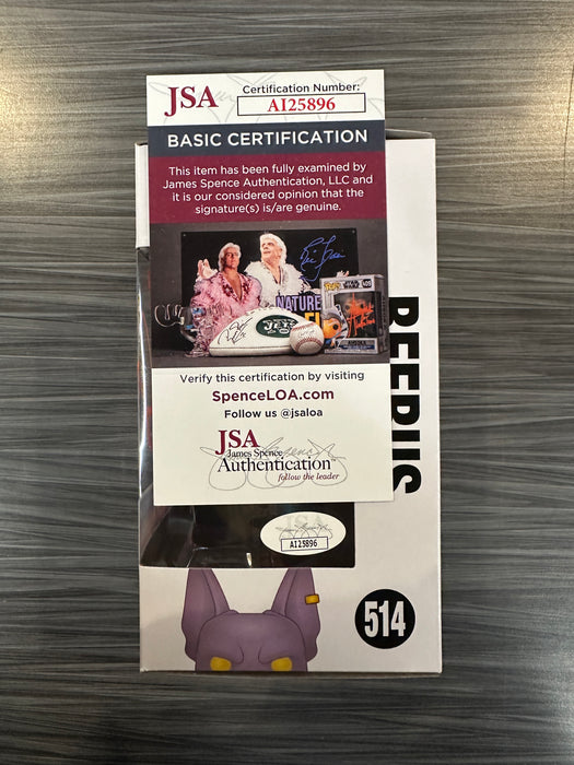 Funko POP! Animation: Dragon Ball Z - Beerus (Flocked)(Funimation)(Signed/Jason Douglas/JSA) #514