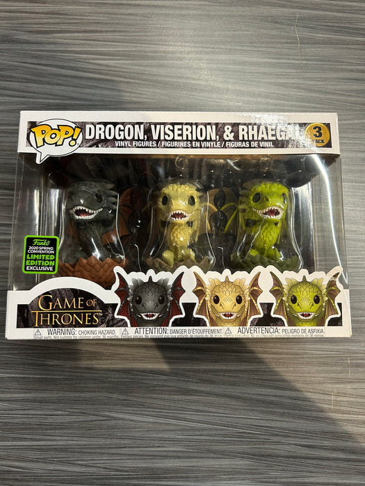 Funko POP! Game of Thrones: Drogon, Viserion, & Rhaegal (2020 Spring Convention)(Damaged Box)[3-Pack]