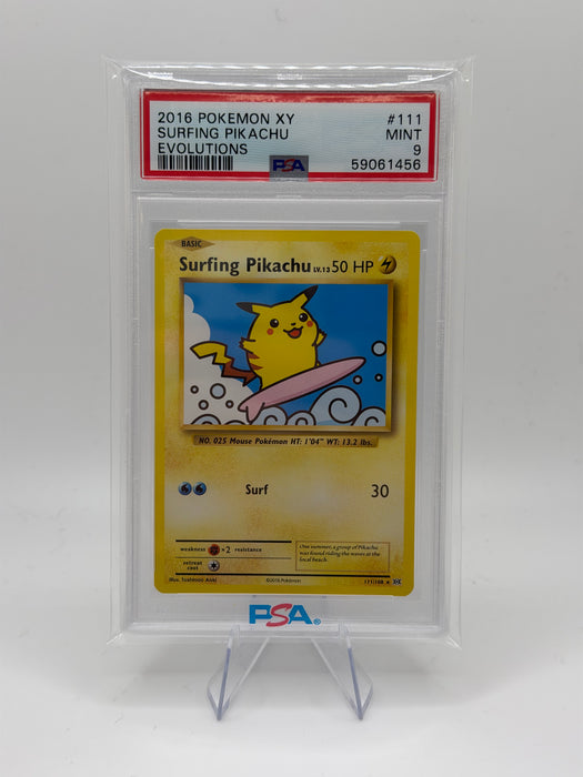 2016 POKEMON XY Surfing Pikachu #111 Evolutions [MINT 9]