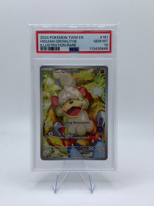 2024 POKEMON TWM EN Hisuian Growlithe #181 Illustration Rare [GEM MT 10]