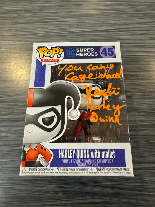 Funko POP! Heroes: Harley Quinn with Mallet (Signed/Karlii Hoch/OC)(Damaged Box) #45