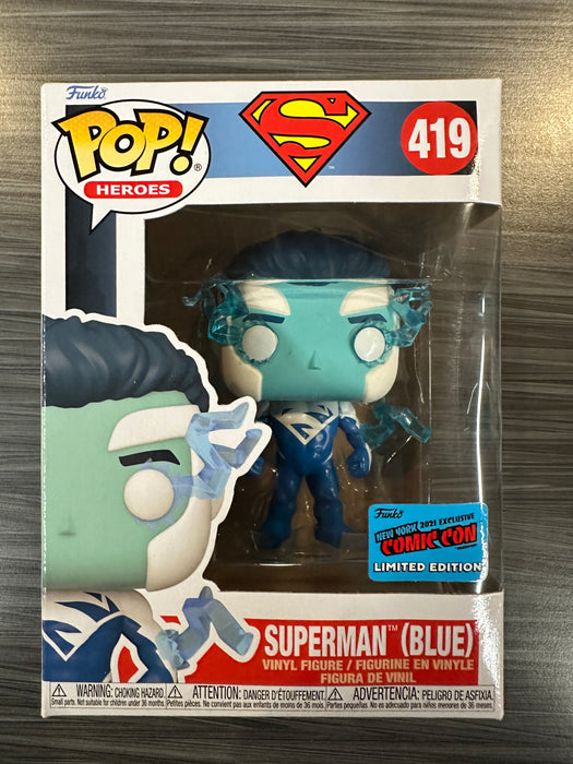 Funko POP! Heroes: Superman - Superman (Blue)(2021 NYCC)(Damaged Box) #419