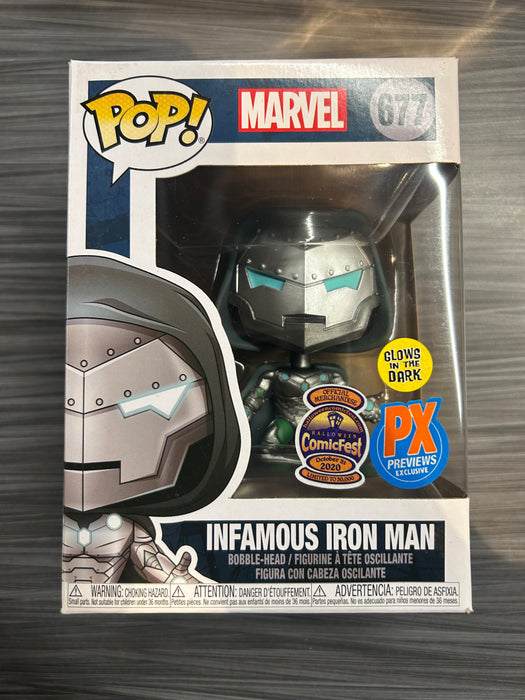 Funko POP! Marvel: Infamous Iron Man (GiTD)(2020ComicFest)(PX Previews)(Damaged Box) #677