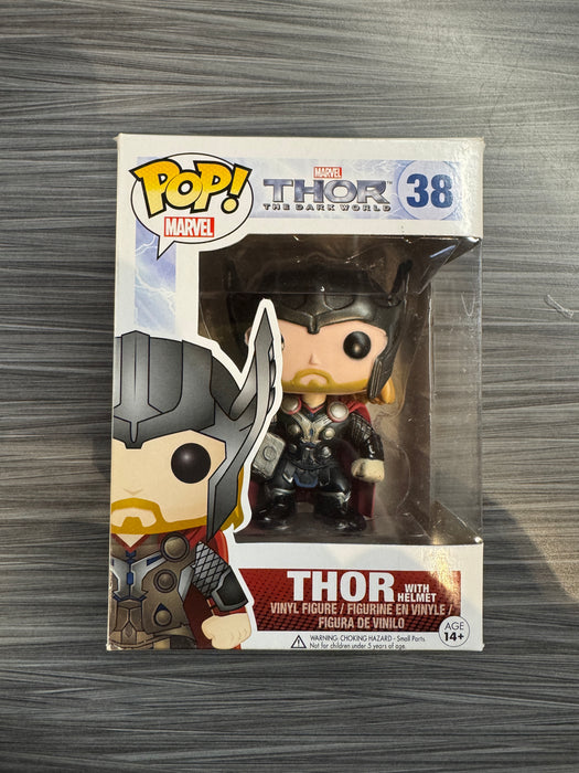 Funko POP! Marvel: Thor w/ Helmet [Missing Sticker] (Damaged Box) #38
