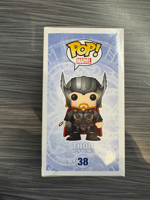 Funko POP! Marvel: Thor w/ Helmet [Missing Sticker] (Damaged Box) #38