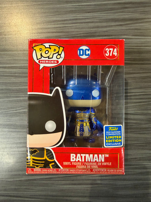 Funko POP! Heroes: DC - Batman (Metallic)(2021 Summer Convention)(Damaged Box) #374
