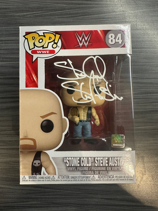 Funko POP! WWE: "Stone Cold" Steve Austin [White Sig.] (Signed/Steve Austin/Beckett)(Damaged Box) #84