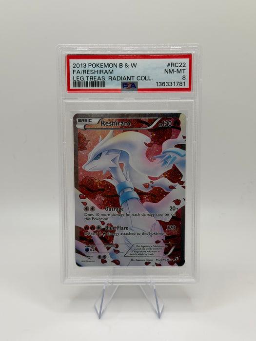 2013 POKEMON B&W Reshiram #RC22 Legendary Treasures Radiant Collection [NM-MT PSA 8]