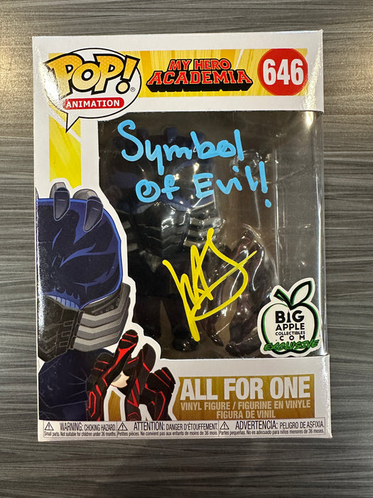 Funko POP! Animation: My Hero Academia - All For One (Big Apple Collectibles)(Signed/John Swasey/Beckett)(Damaged Box) [A] #646