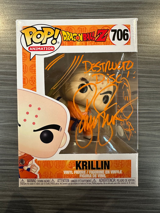 Funko POP! Animation: Dragonball Z - Krillin (Signed/Sonny Strait/JSA) #706