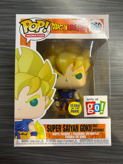 Funko POP! Animation: DragonBall Z - Super Saiyan Goku (First Appearance)(GiTD)(Go! Sticker)(Damaged Box) #860