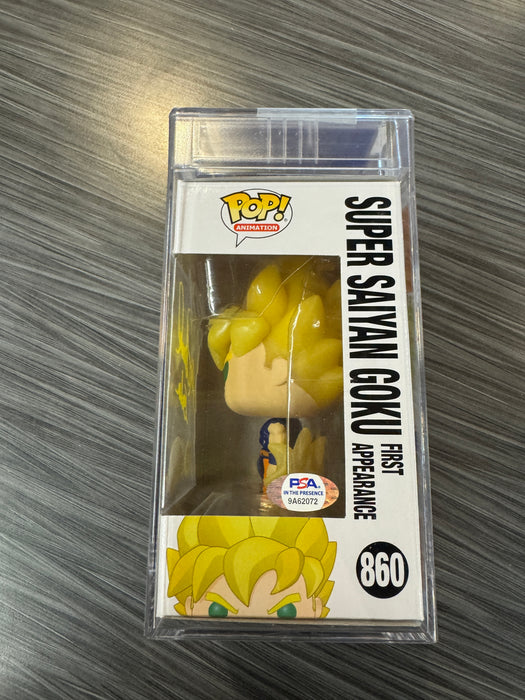 Funko POP! Animation: Dragon Ball Z - Super Saiyan Goku First Appearance (GiTD)(Special Edition)(Signed/PSA Encapsulated/Sean Schemmel) #860