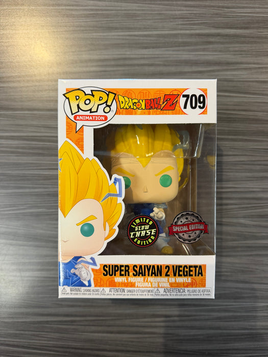 Funko POP! Animation: Dragon Ball Z - Super Saiyan 2 Vegeta (GiTD)(CHASE)(PX Previews)(Special Edition)(Damaged Box) #709