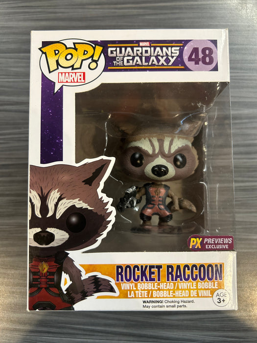 Funko POP! Guardians of Galaxy - Rocket Raccoon [Ravagers Uniform] (Flocked)(PX Previews)(Damaged Box) #48