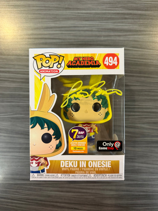 Funko POP! Animation: My Hero Academia - Deku In Onesie (GameStop)(7BAP 10pcs)(Signed/Justin Briner/JSA) #494