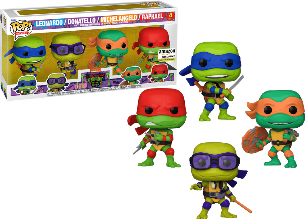 Funko POP! Television: Teenage Mutant Ninja Turtles Mutant Mayhem - Leonardo / Donatello / Michelangelo / Raphael (GiTD)(Amazon) 4Pack