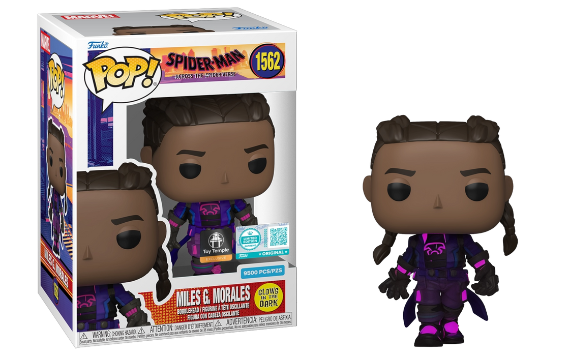 Funko POP! Marvel: Spider-Man Across The Spider-Verse - Miles G Morales (GiTD)(Toy Temple/Supreme Sticker)(9500 PCS) #1562