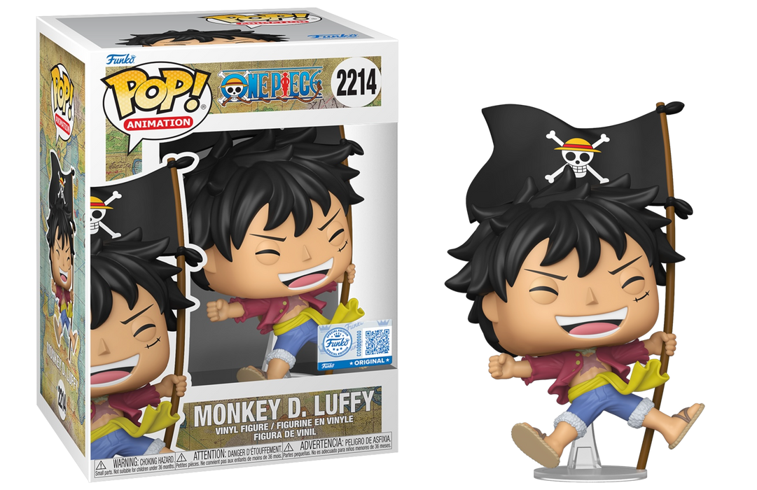 Funko POP! Animation: One Piece - Monkey D. Luffy [with Flag] (Entertainment Earth/Funko Sticker) #2214