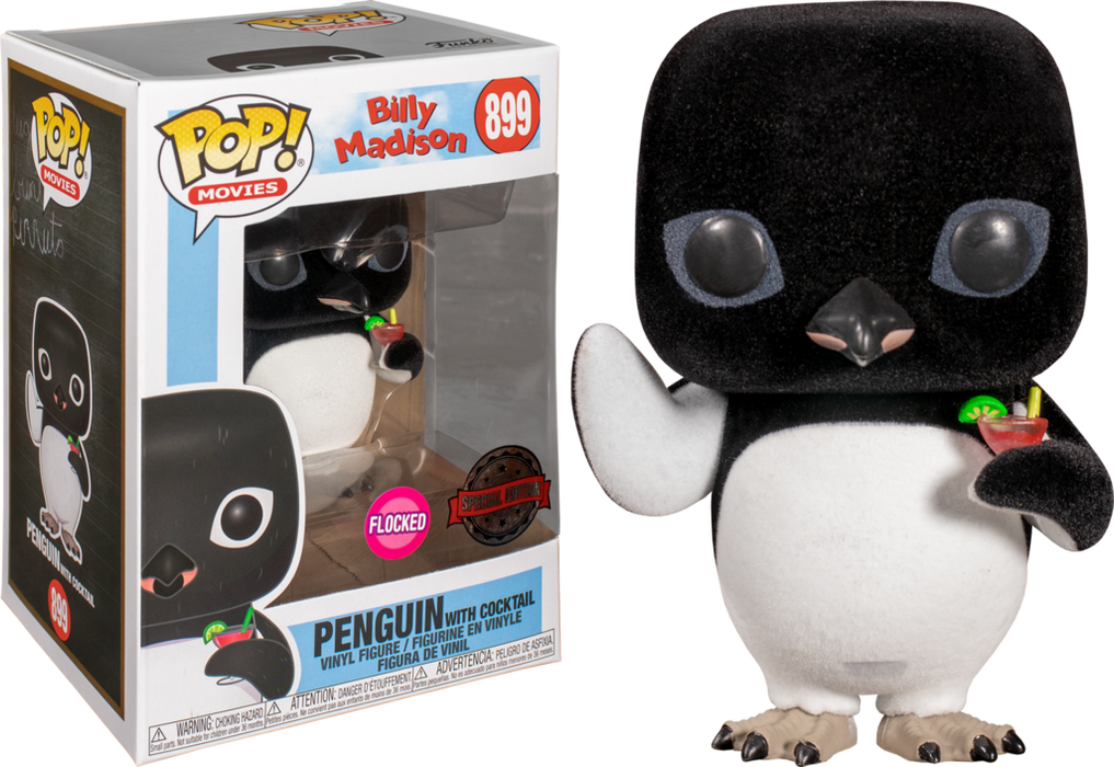Funko POP! Movies: Billy Madison - Penguin w/ Cocktail (Flocked)(Special Edition)(Damaged Box) #899