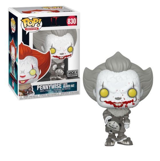 Funko POP! Movies: IT - Pennywise w/ Beaver Hat [Black & White](FYE)(Damaged Box) #830