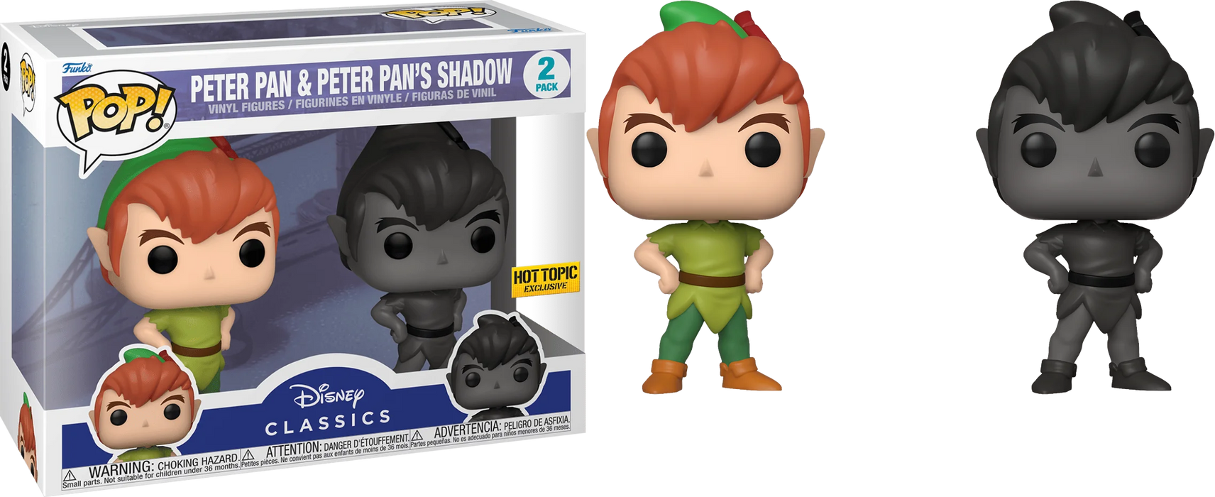 Funko POP! Disney: Peter Pan & Peter Pans Shadow (Hot Topic)(Damaged Box) [2-Pack]