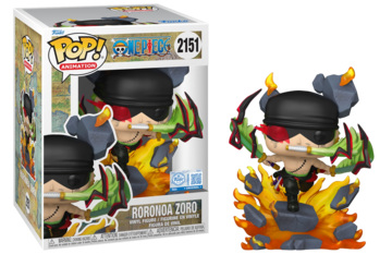 Funko POP! Animation: One Piece - Roronoa Zoro (Funko Sticker/Amazon)[5 Inch](Damaged Box) #2151