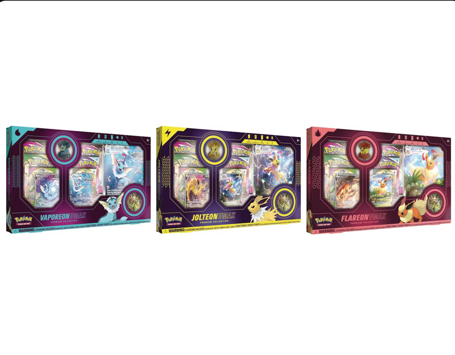 Pokémon Sword & Shield Vaporeon/Jolteon/Flareon VMAX Premium Collection [Set of 3]