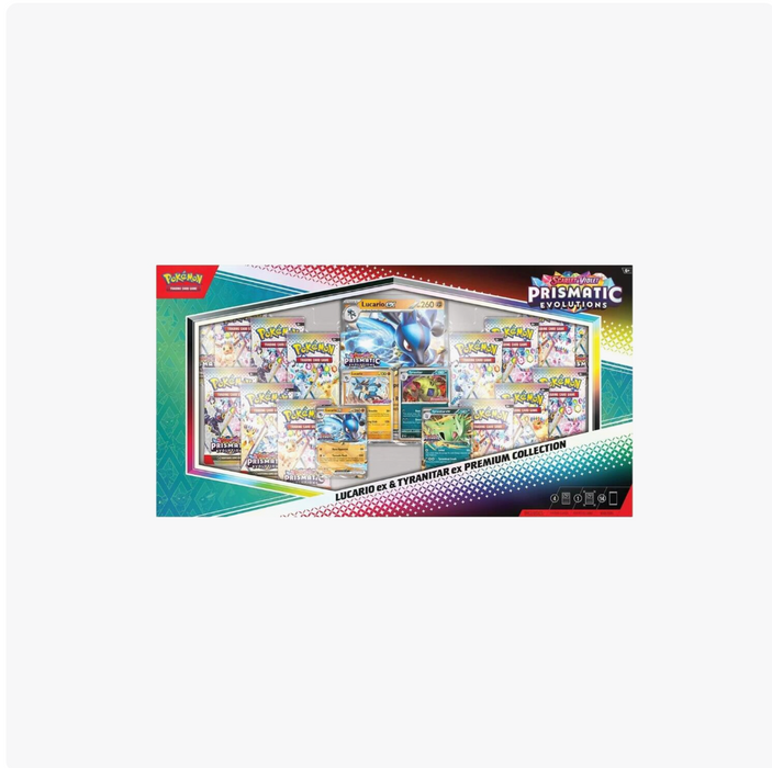 Pokémon TCG Prismatic Evolutions: Lucario ex & Tyranitar ex Premium Collection