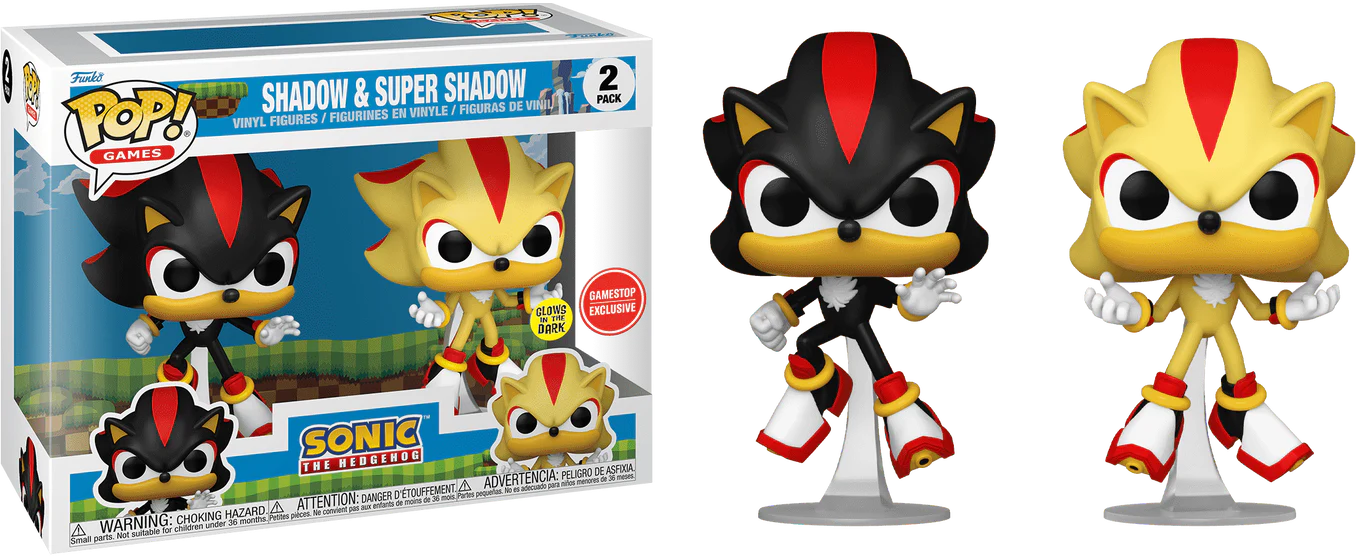 Funko POP! Games: Sonic the Hedgehog - Shadow & Super Shadow (GiTD)(GameStop)(Damaged Box) [2-Pack]