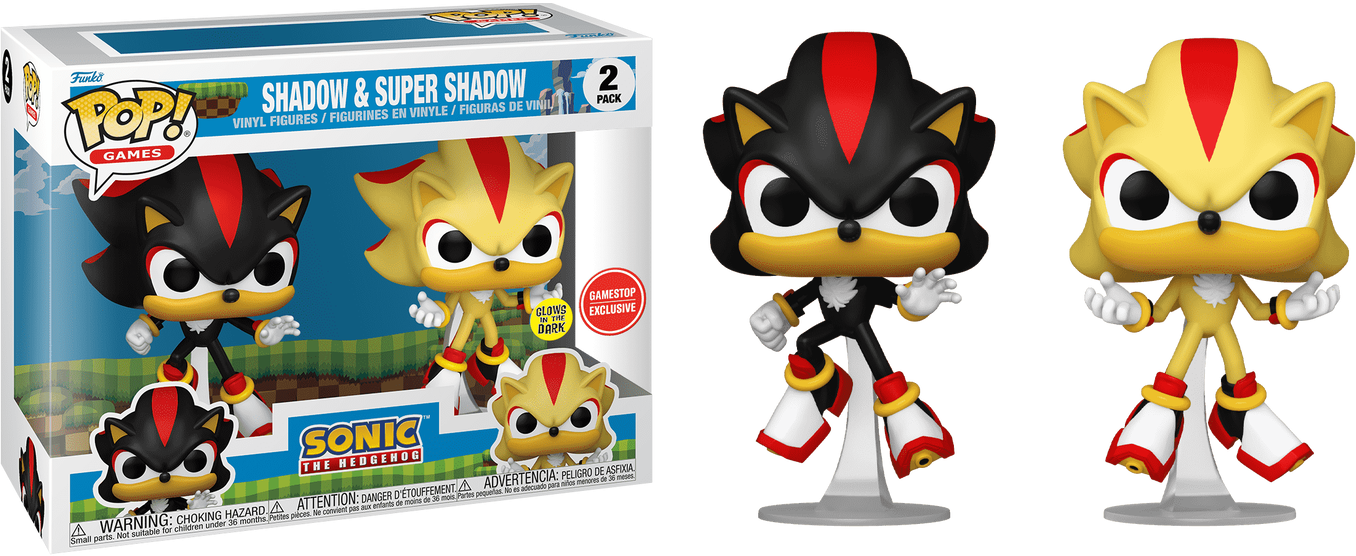 Funko POP! Games: Sonic the Hedgehog - Shadow & Super Shadow (GiTD)(GameStop) [2-Pack]