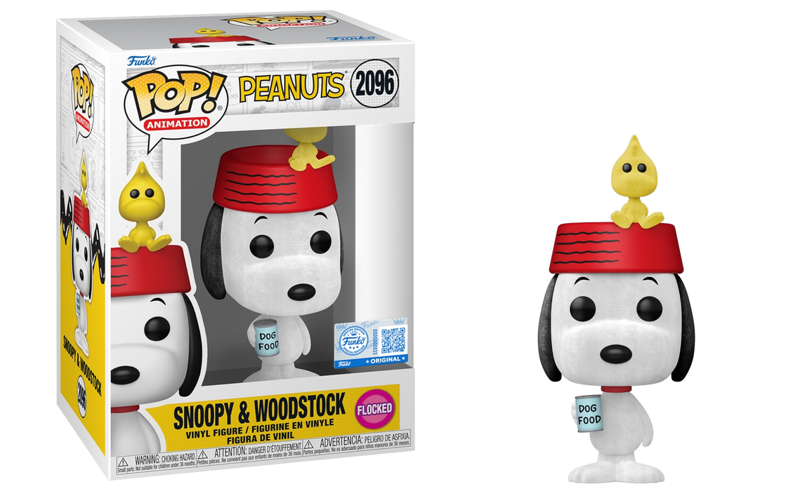 Funko POP! Television: Peanuts - Snoopy & Woodstock (Flocked)(Entertainment Earth/Funko Sticker) #2096