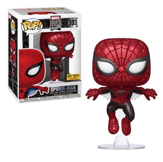 Funko POP! Marvel 80 Years: Spider-Man [Metallic] (Hot Topic)(Damaged Box) #593