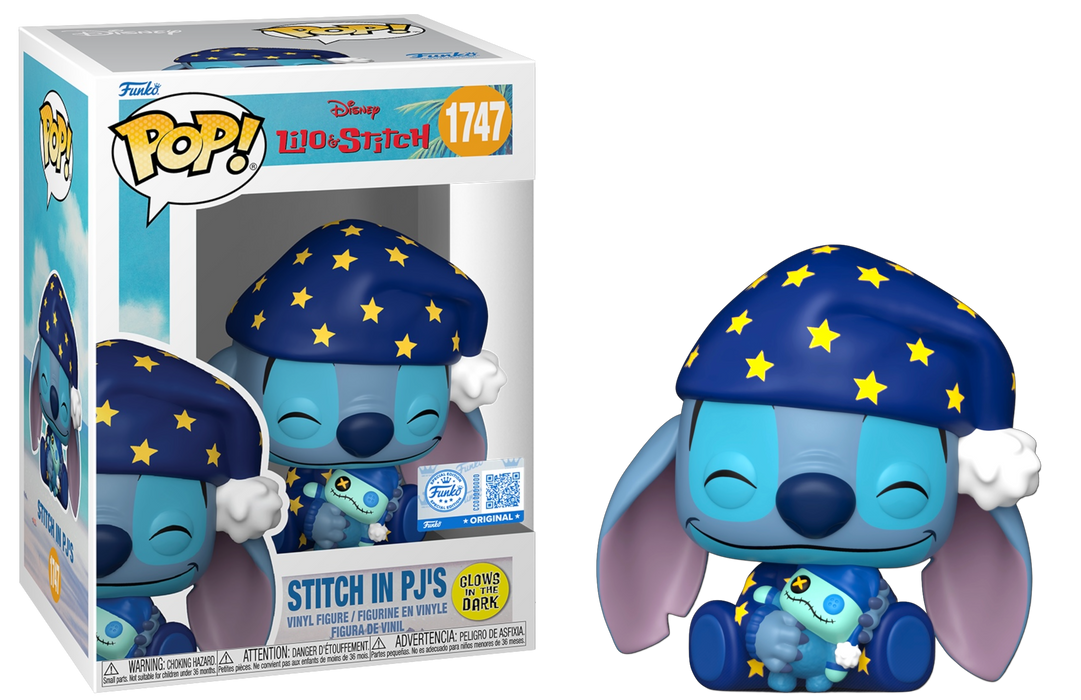 Funko POP! Disney: Lilo & Stitch - Stitch In PJ's (GiTD)(Funko Sticker/ Funko) #1747