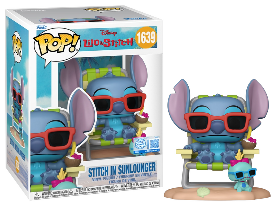 Funko POP! Disney: Lilo & Stitch - Stitch in Sunlounger (Funko Sticker/Entertainment Earth) #1639