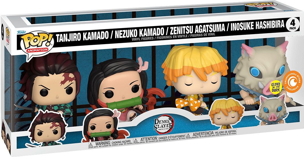 Funko POP! Animation: Demon Slayer - Tanjiro Kamado/ Nezuko Kamado/ Zenitsu Agatsuma/ Inosuke Hashibira (Crunchyroll)(GiTD) [4-Pack]