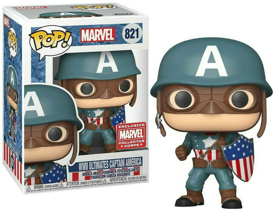 Funko POP! Marvel: WWII Ultimates Captain America (Marvel Corps) #821