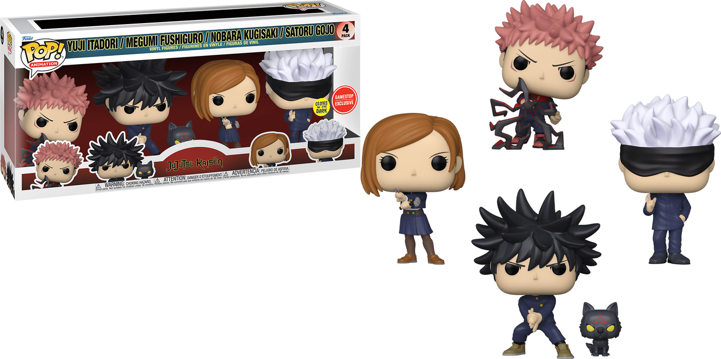 Funko POP! Animation: Jujutsu Kaisen - Yuji Itadori / Megumi Fushiguro / Nobara Kugisaki / Satoru Gojo (GiTD)(GameStop)(Damaged Box) [4 Pack]