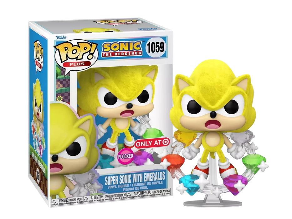 Funko POP! Plus Games: Sonic The Hedgehog - Super Sonic with Emeralds (Flocked)(Target) #1059