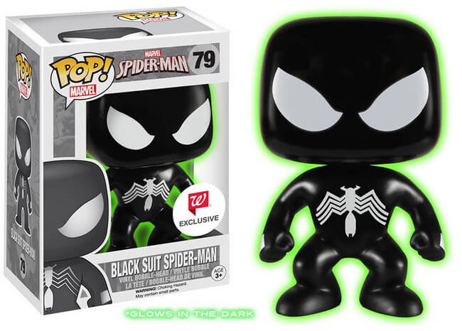 Funko POP! Marvel Spider-Man: Black Suit Spider-Man (GiTD)(Walgreens)(Damaged Box) #79