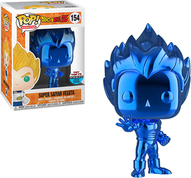 Funko POP! Animation: DBZ - Super Saiyan Vegeta Blue Chrome (Toy Tokyo)(Damaged Box) #154