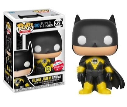 Funko POP! Heroes: DC Super Heroes - Yellow Lantern Batman (GiTD)(Fugitive Toys)(Damaged Box) #220
